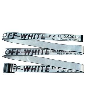 Authentic OFF-WHITE White Industrial Belt Long 200cm Black Hardware Made Italy